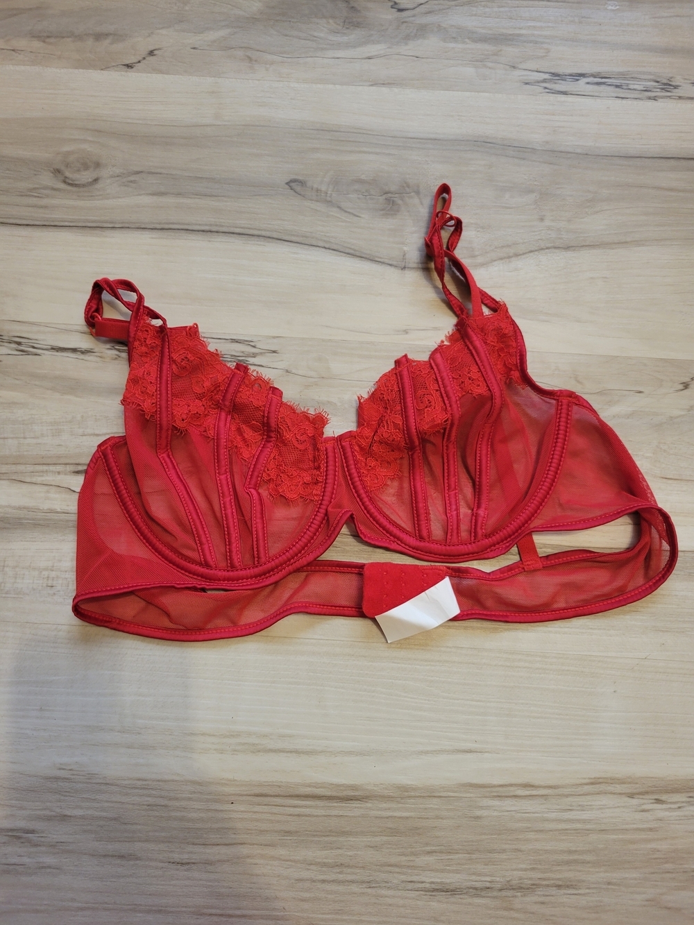 Red Sheer Lace Underwire Bra And Panty Set
